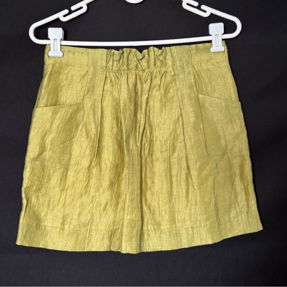 J. Crew Lime Green Chartreuse Linen Skirt XS 2